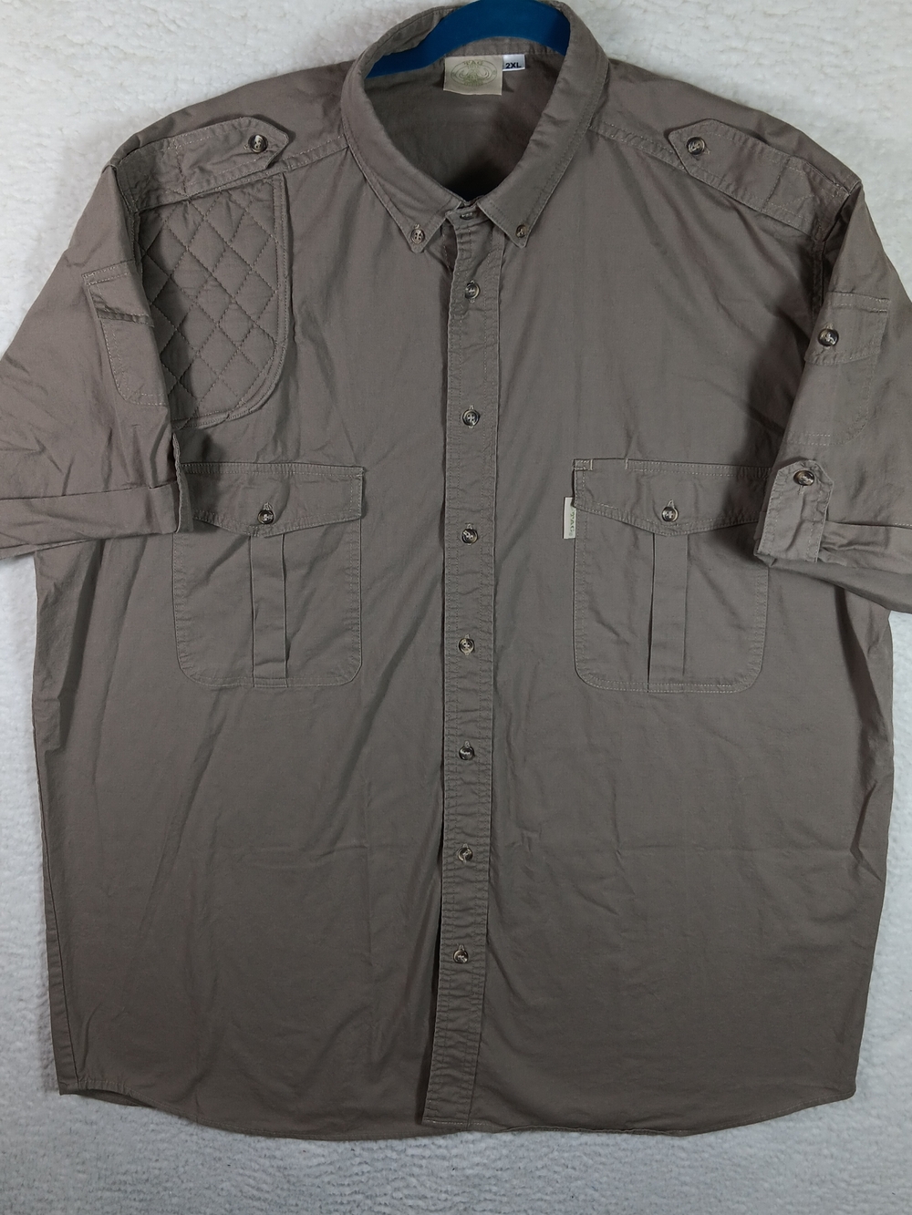 Vintage 90s Tag Safari Shirt Mens XXL 2XL Tan Shooter Hunting Travel Outdoor